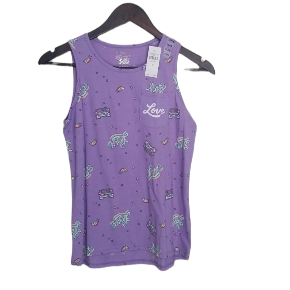 JUSTICE Girls size 14/16  tanktop Love
